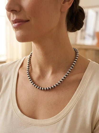 6mm Sterling Pearl Necklace — 18 inch
