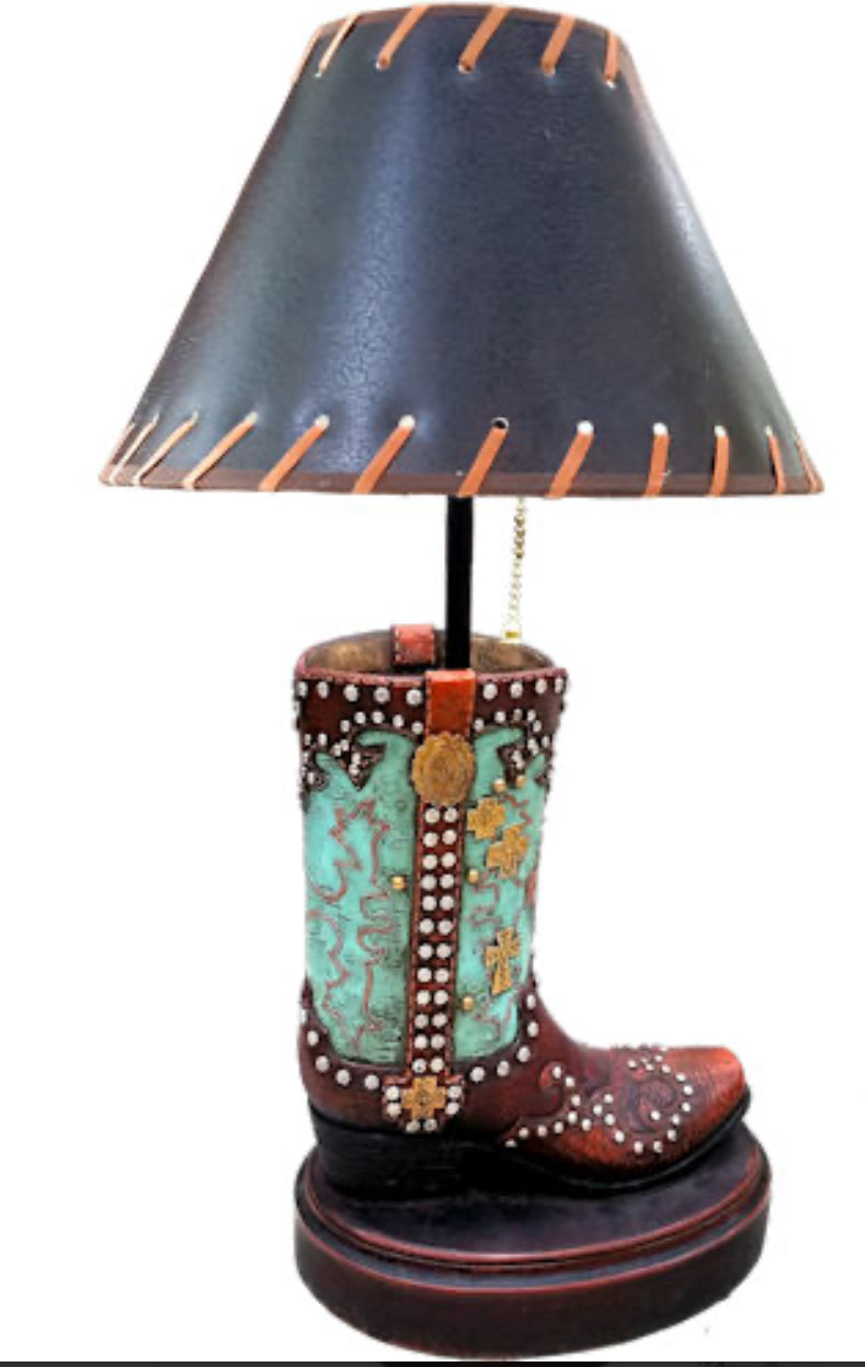 Teal Studded Boot Vase