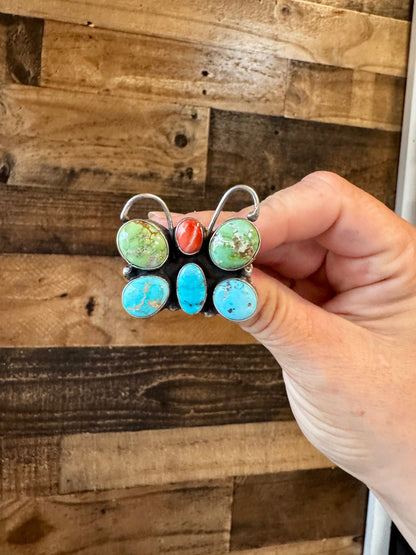 Butterfly Ring - Adjustable - Mix Stone & Sterling Silver