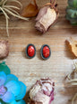 Oval Red Spiny Oyster Rope Border Stud Earrings – Option 2