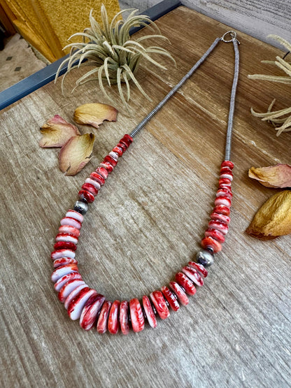 Red-Orange Spiny Oyster Graduated Necklace – 23"