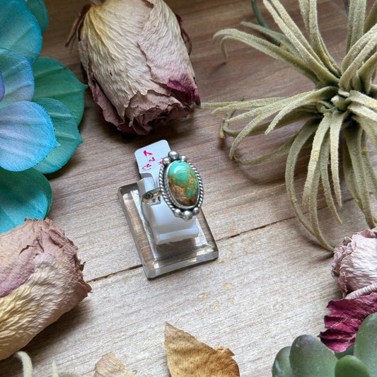 124 - Sterling Silver Royston Turquoise Medicine Man Eye Stamped Stacking Ring by Jason Ogg