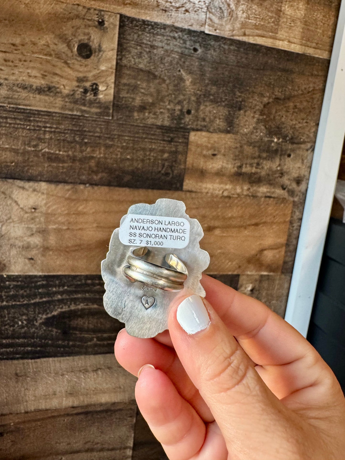 Big ring- size 7.5- Sonoran turquoise ring and sterling silver