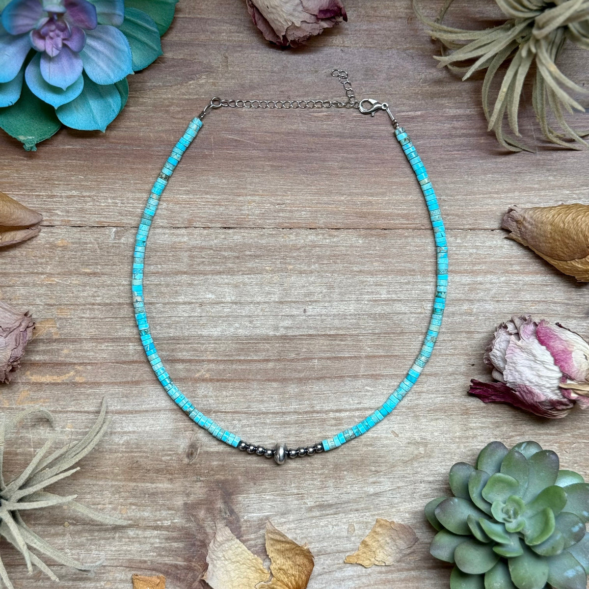 Variscite Heishi Necklace – 14" Best seller