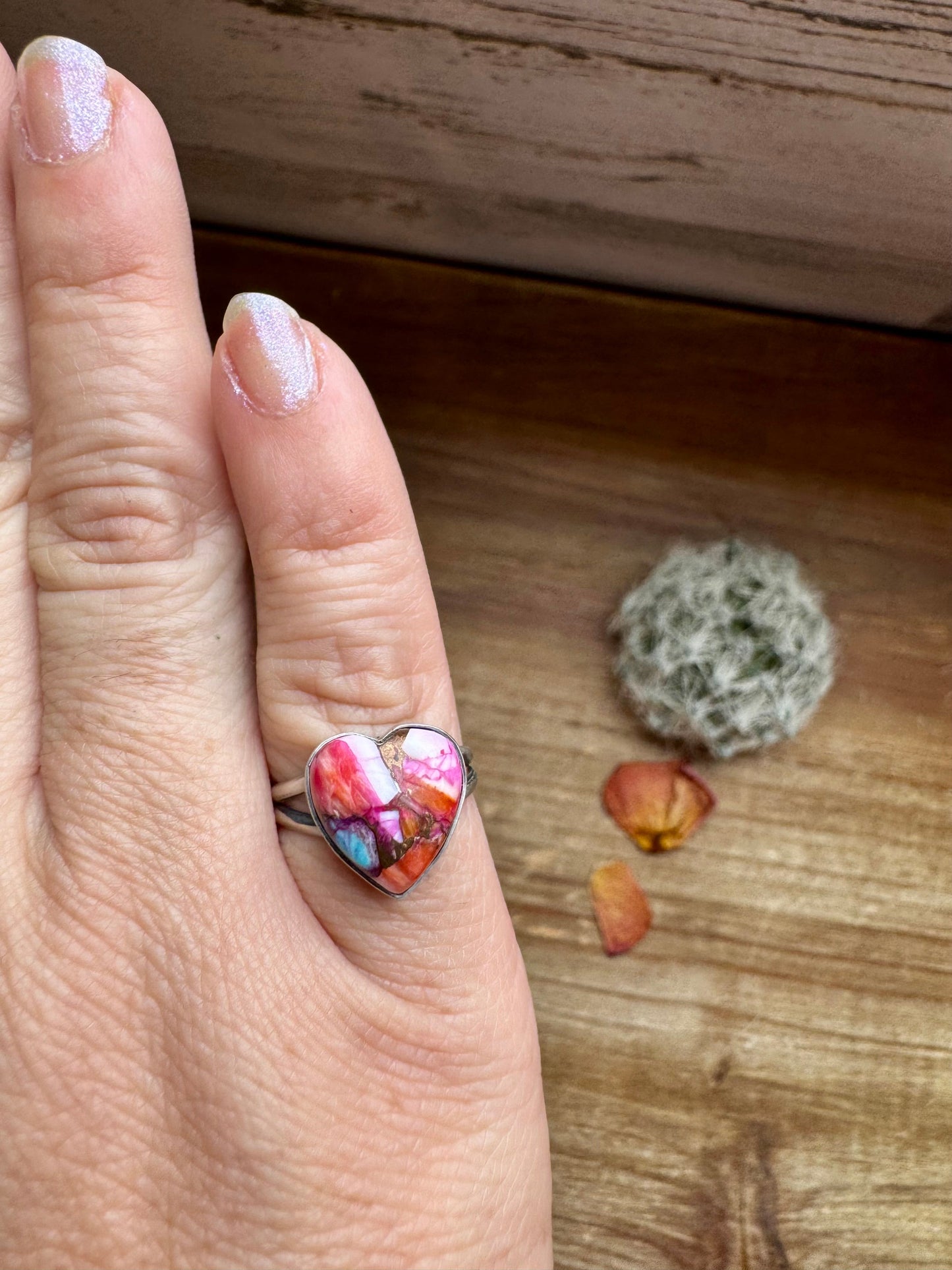 Heart Ring - Size 7 -Dahlia ring and sterling silver