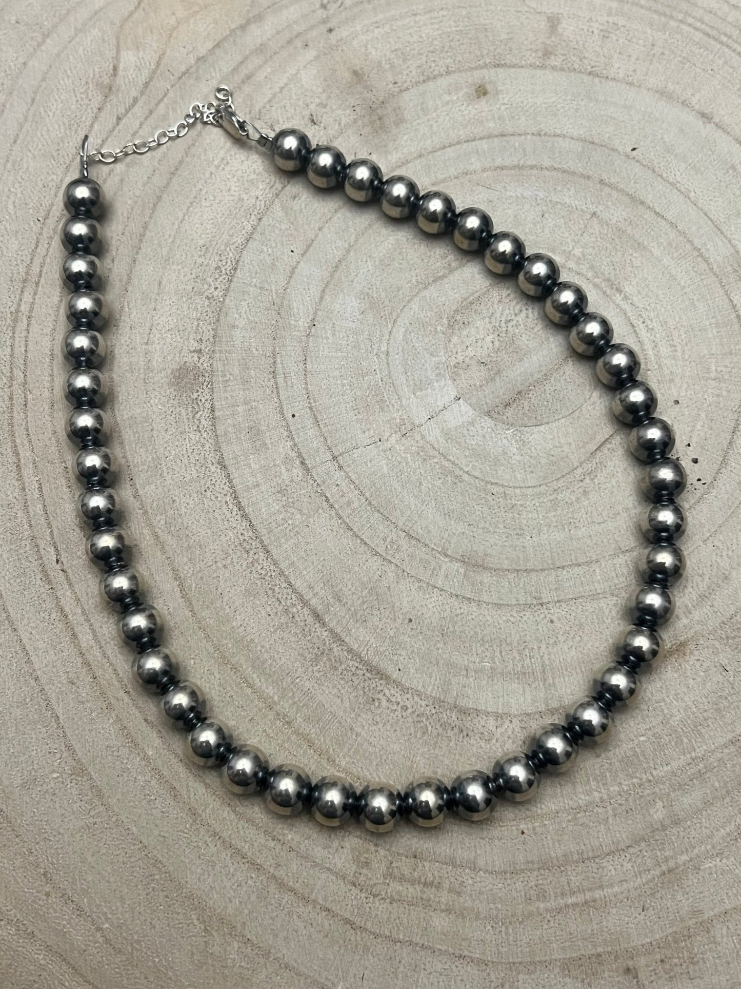 8mm Sterling Pearl Necklace — 14 inch