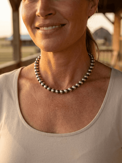 8mm Sterling Pearl Necklace — 14 inch