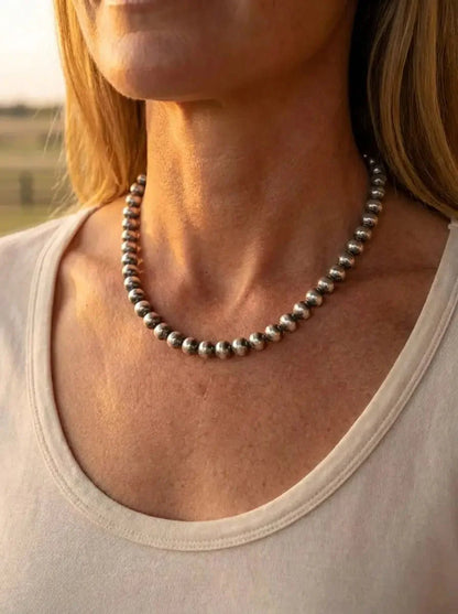 8mm Sterling Pearl Necklace — 16 inch