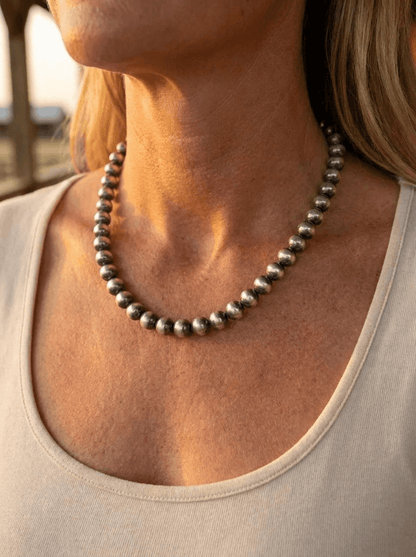 8mm Sterling Pearl Necklace — 18 inch