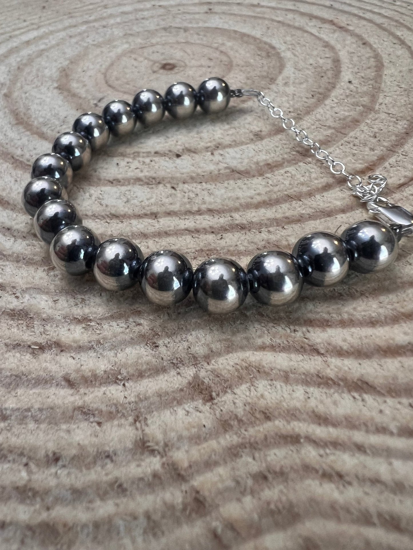 8mm Sterling Pearl Bracelet — 6.5 inch