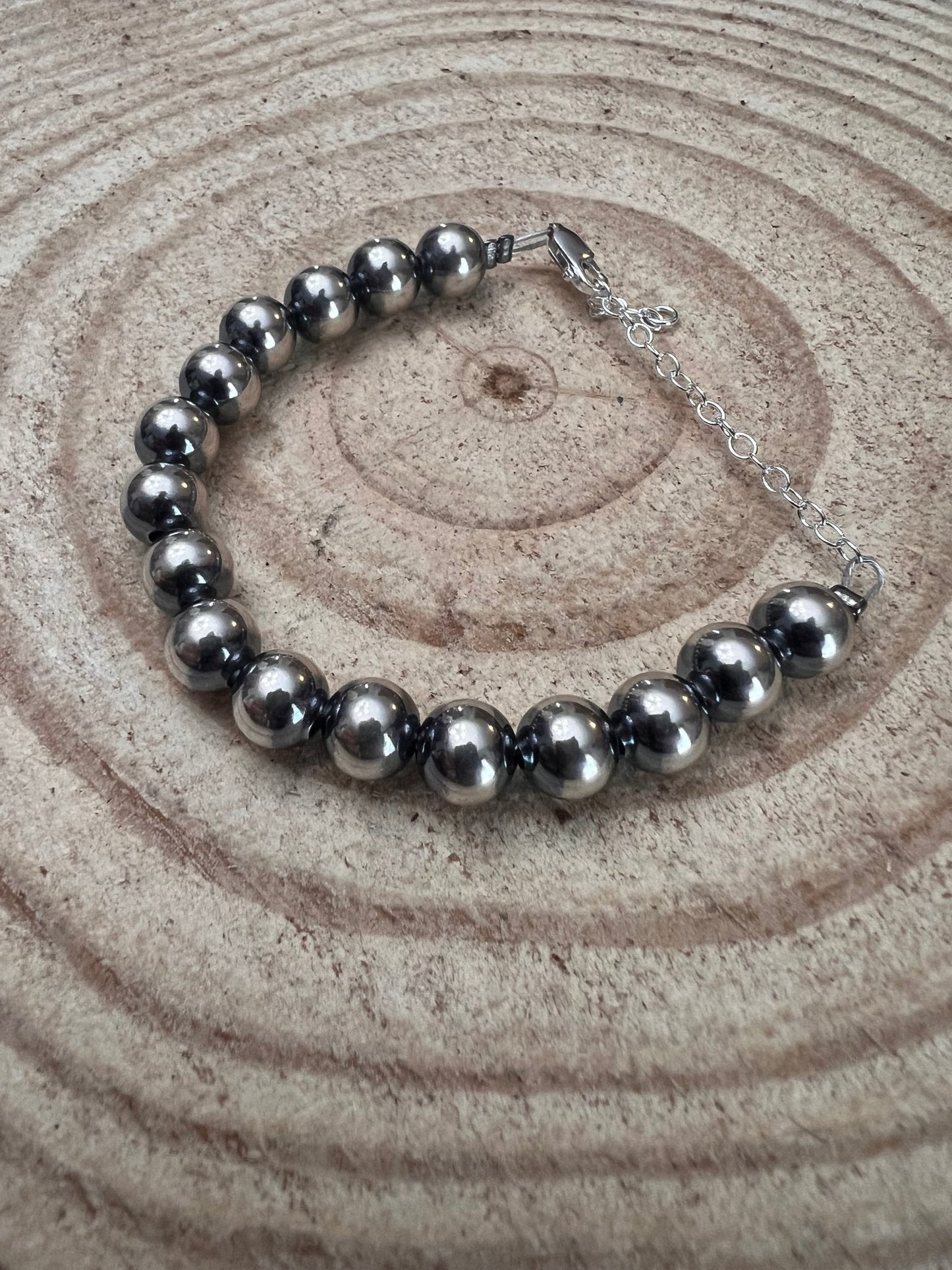 8mm Sterling Pearl Bracelet — 6.5 inch