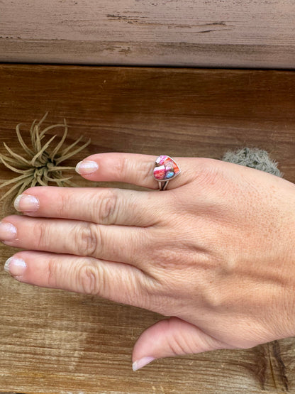 Heart Ring - Size 7 -Dahlia ring and sterling silver