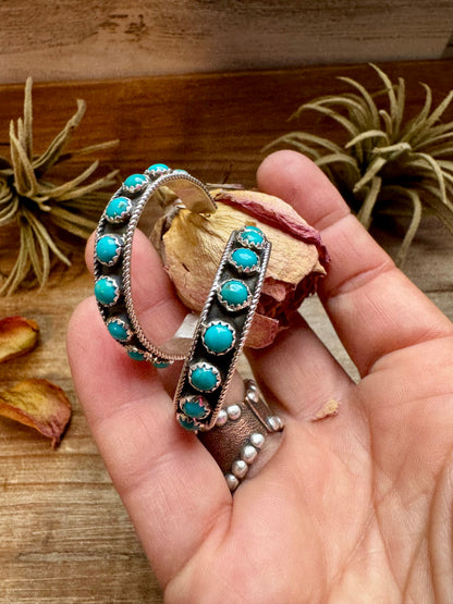 Snake Eye Hoop Earrings – Kingman Turquoise & Sterling Silver
