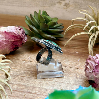 MJ Turquoise Ring – Sterling Silver Adjustable Band