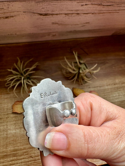 Adjustable Cluster Ring – Purple Spiny Oyster & Sonoran Gold by E. Richards, Native Made