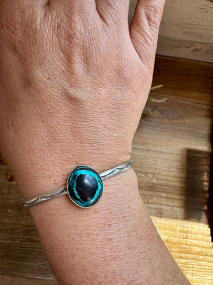 Blue Moon Turquoise Cuff – Sterling Silver, Stamped D&D