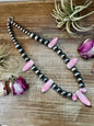 NFR Collection Necklace – 8mm & 14mm Sterling Silver Pearls with Pink Conch Shell – 23"