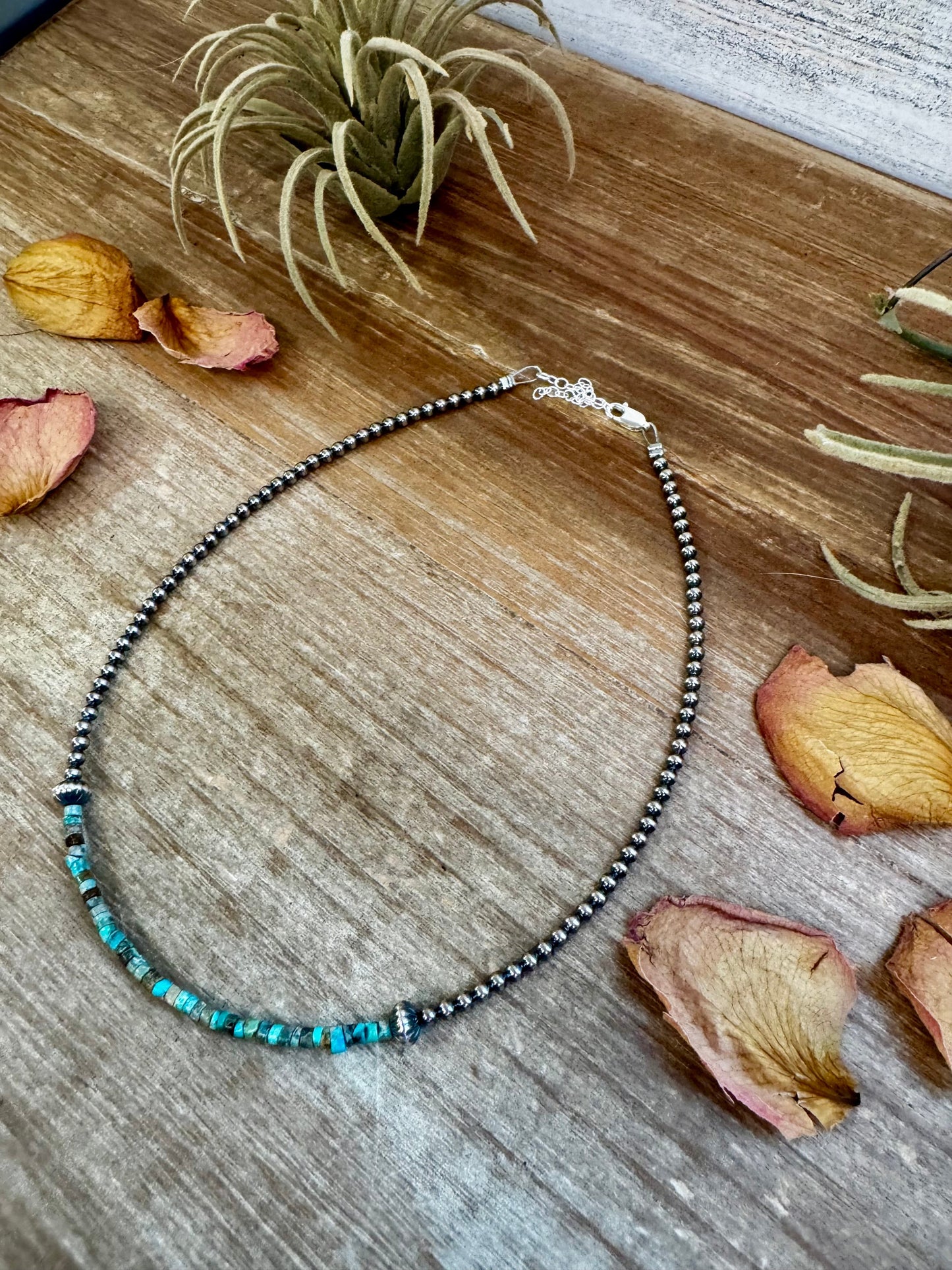 Blue-Green Turquoise Heishi Choker – 14"