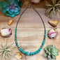 Turquoise Graduated Necklace with Hematite & Sterling Silver Accents – 23”