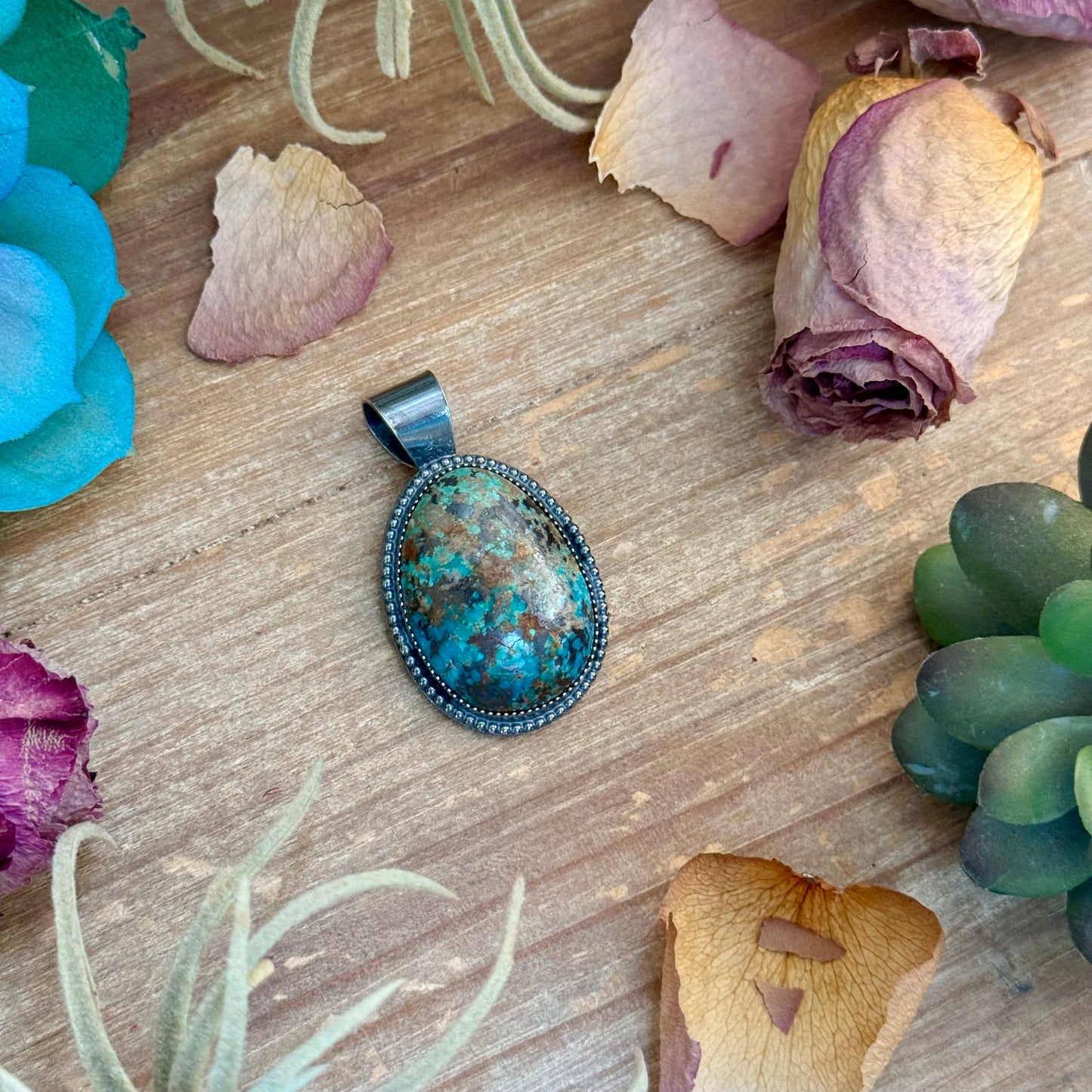 Turquoise Pendant – Sterling Silver (Fits 6mm Pearls)