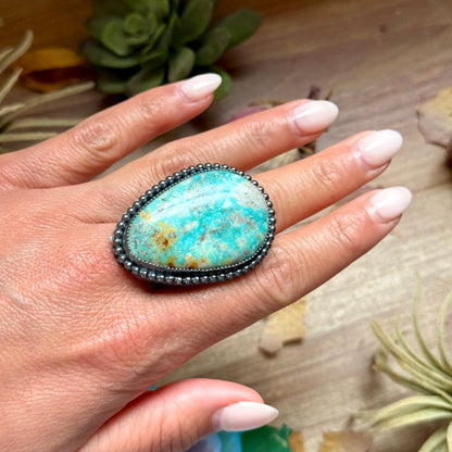 MJ Turquoise Ring – Sterling Silver Adjustable Band