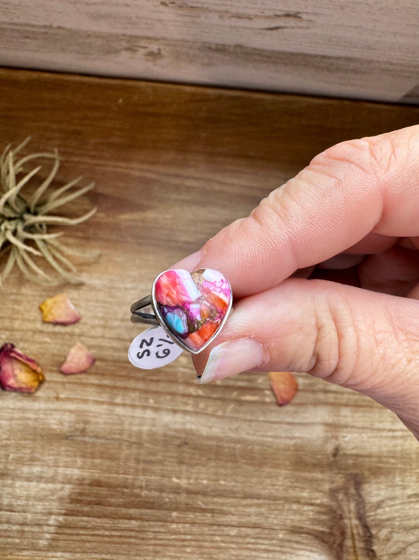 Heart Ring - Size 7 -Dahlia ring and sterling silver