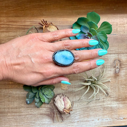 MJ Ring Oval Blue Larimar Sterling Silver