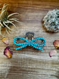 Turquoise magnesite bead bow hair clips