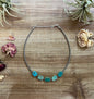 3 mm Sterling Silver Pearls choker with flat turquoise