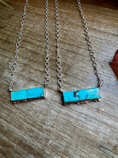 20-InchSterling Silver & Kingman Bar Turquoise Necklace –