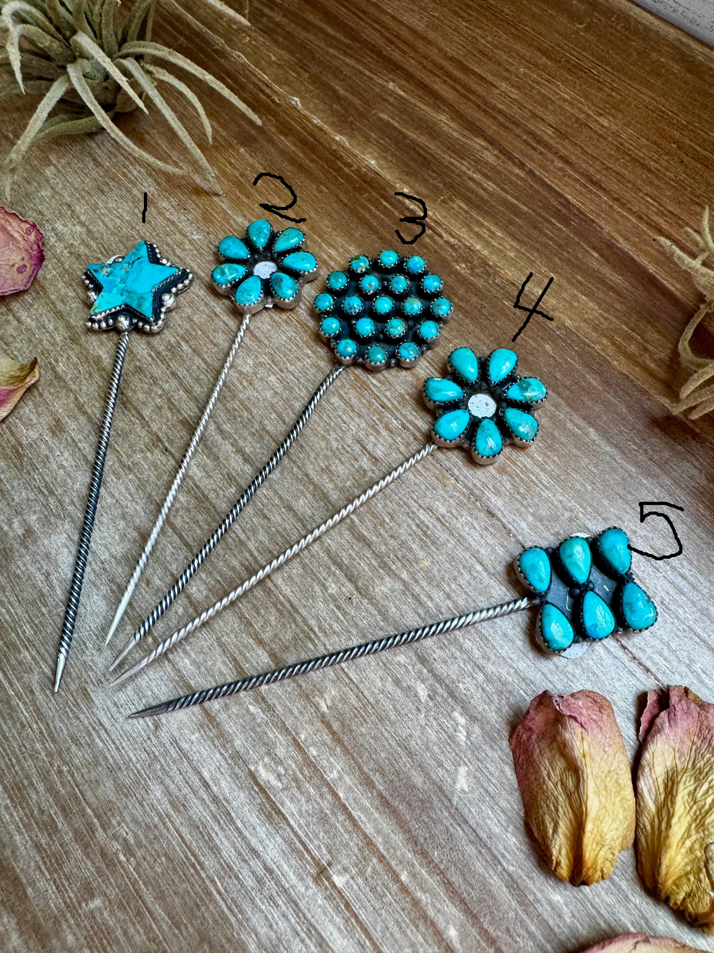 Sterling Silver & Kingman Turquoise Hat Pins – Limited Collection, One of Each
