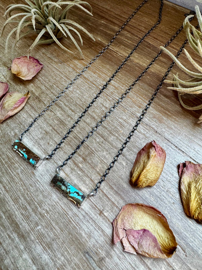 Sterling Silver Bar Necklace with #8 Turquoise