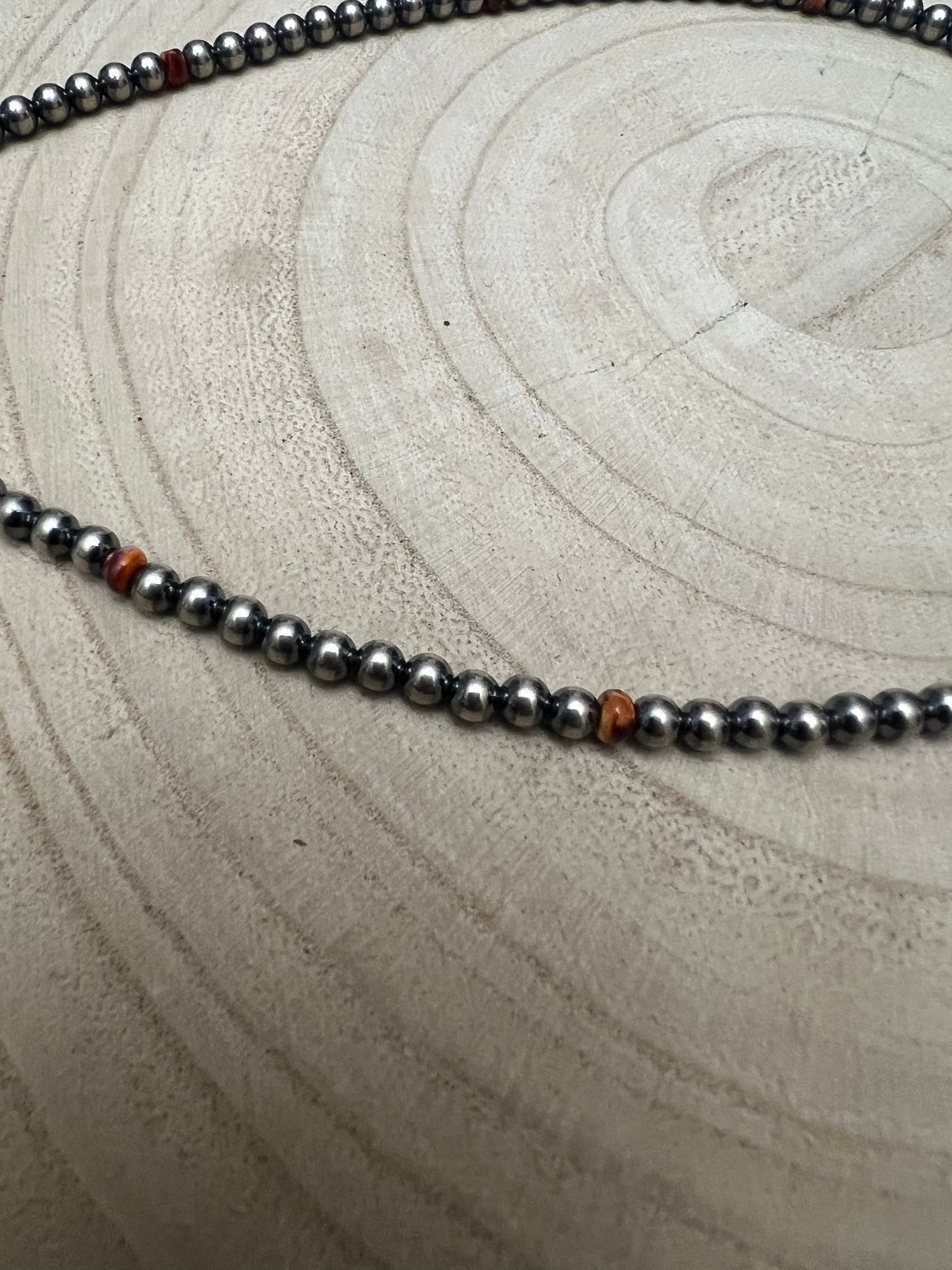 4mm Sterling Pearl choker with spiny oyster