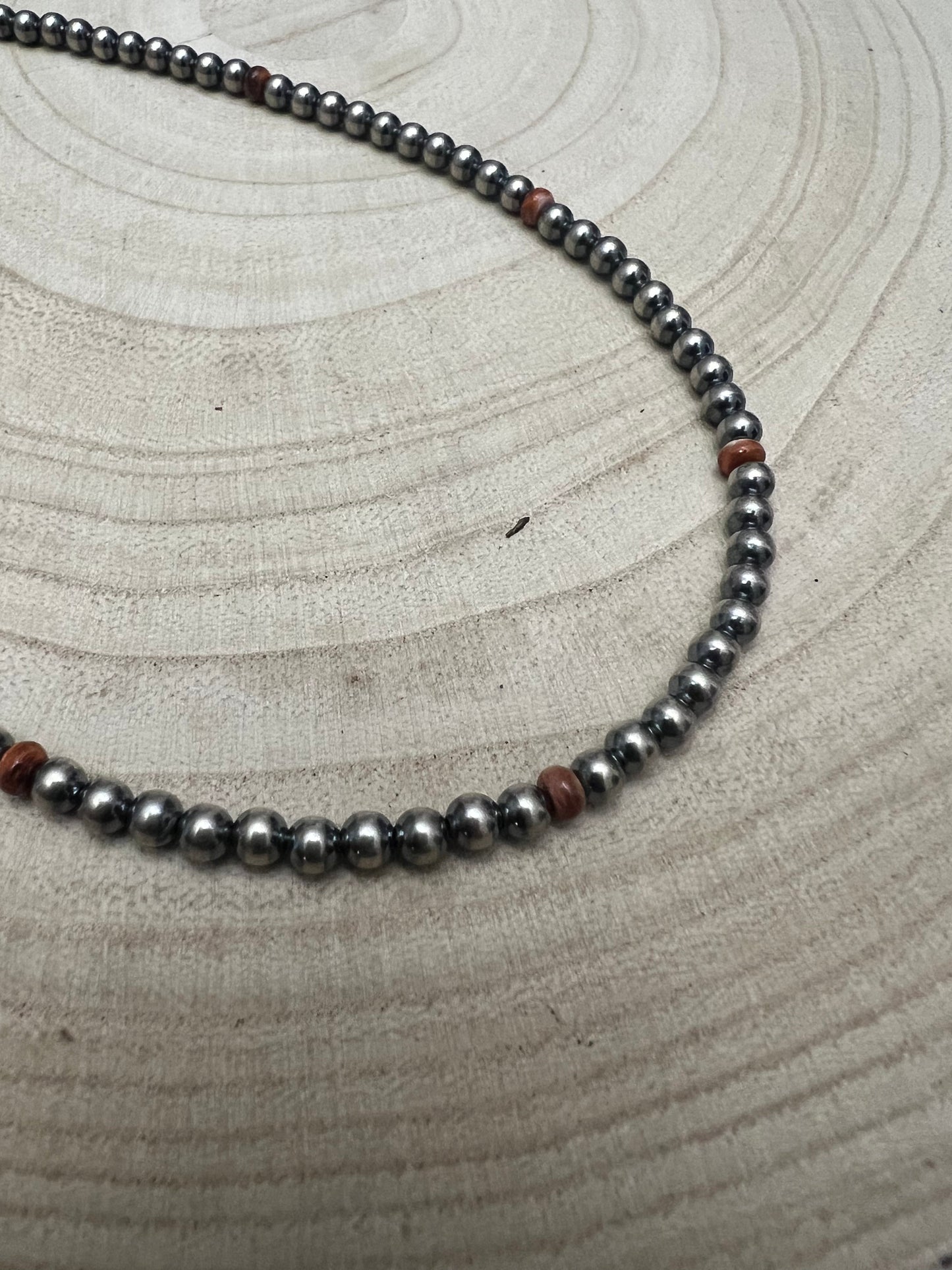 4mm Sterling Pearl choker with spiny oyster