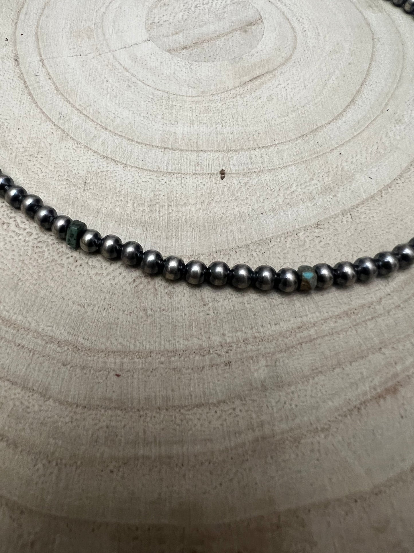 4mm Sterling Pearl and turquoise choker - 14 inch