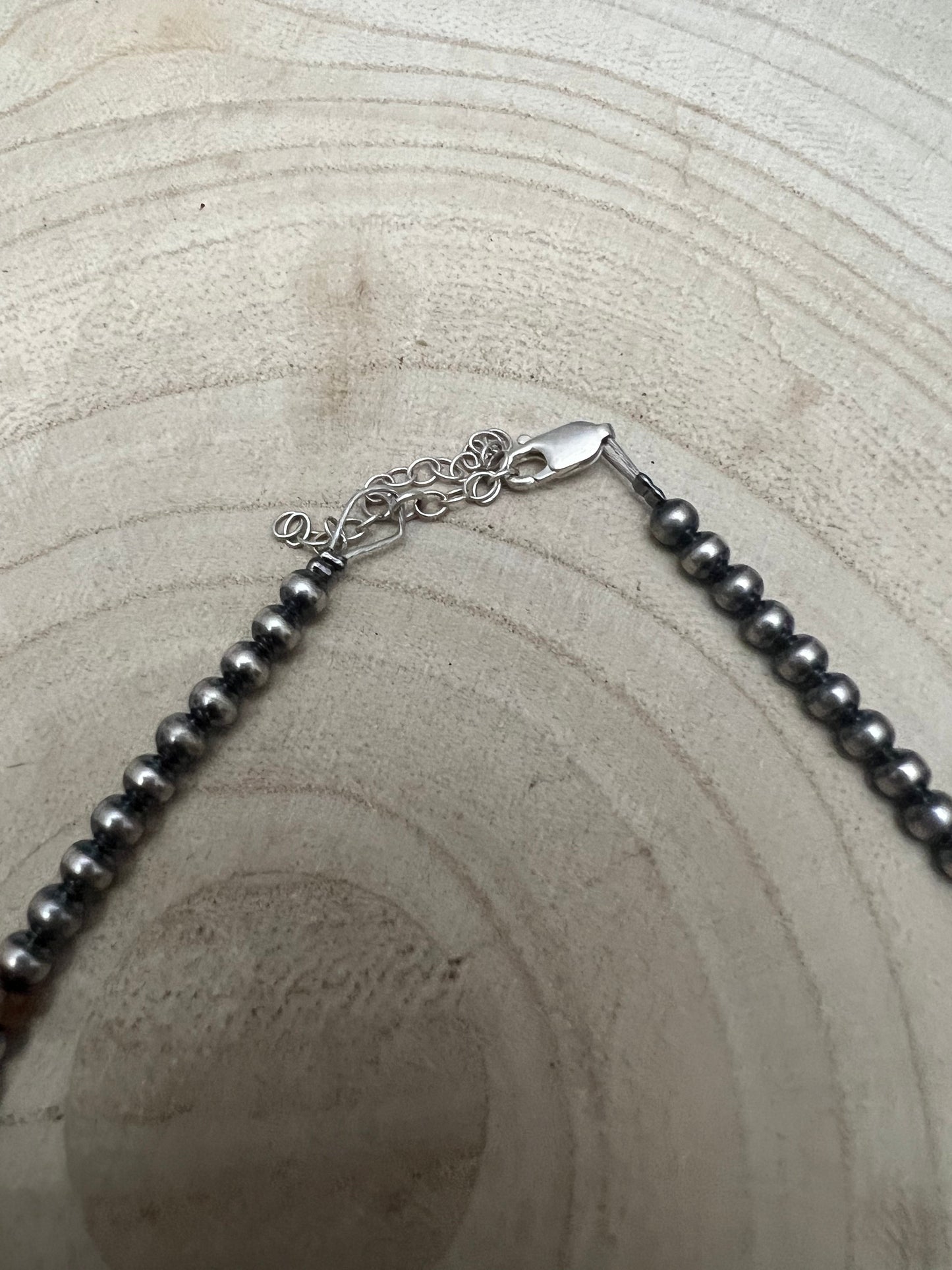 4mm Sterling Pearl and turquoise choker - 14 inch