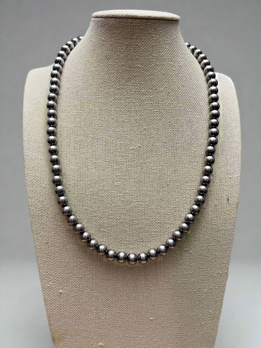 6mm Sterling Pearl Necklace - 22 inch