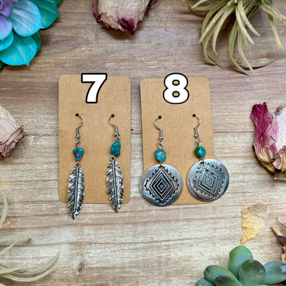 earrings - real turquoise - not sterling