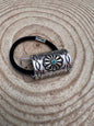 Western Concho & Faux Turquoise Stone Hair Tie — Burnished Silver Hair Statement