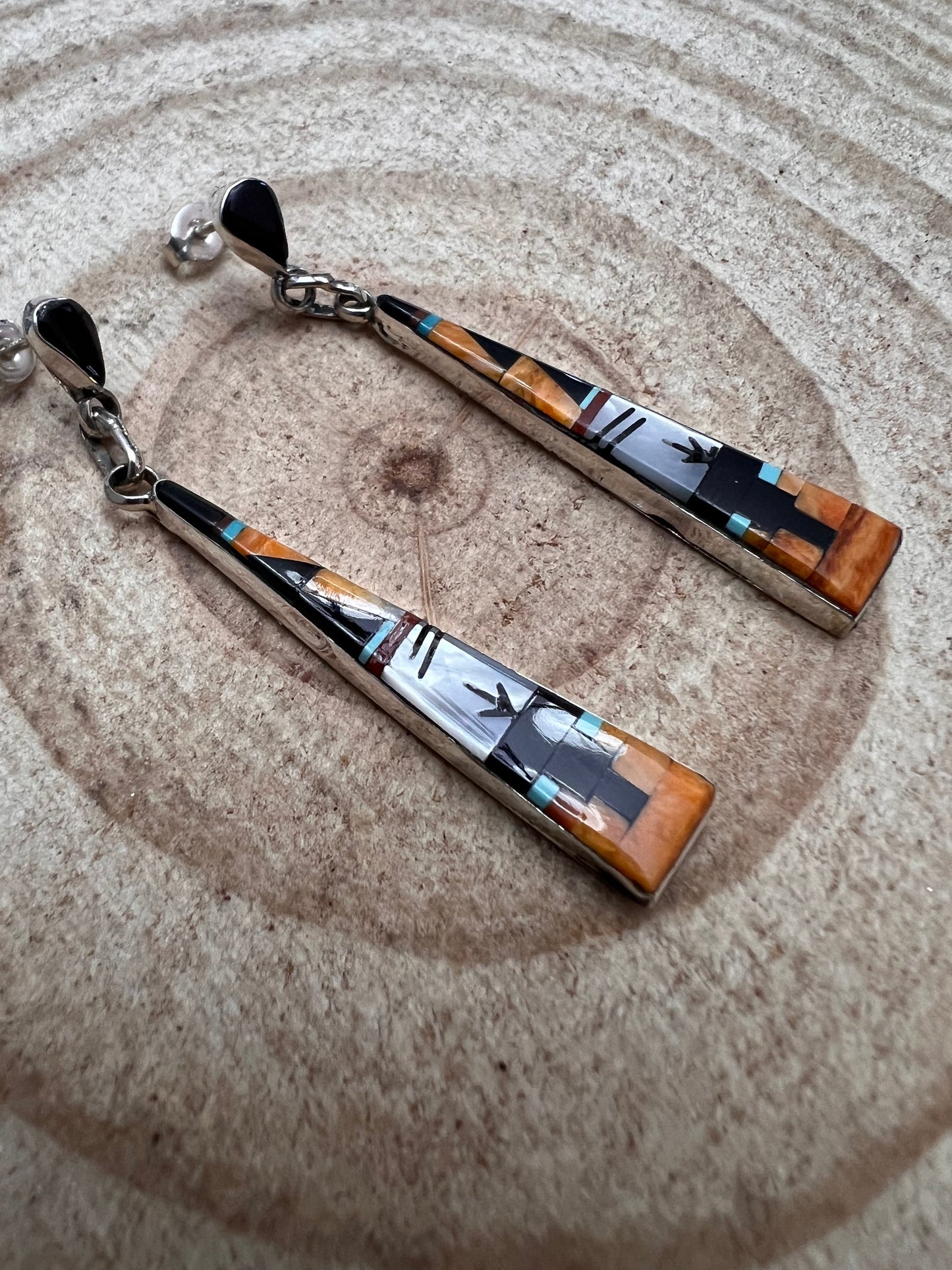 Jason Bobelu Zuni Multi-Stone Inlay Sterling Silver Statement Earrings