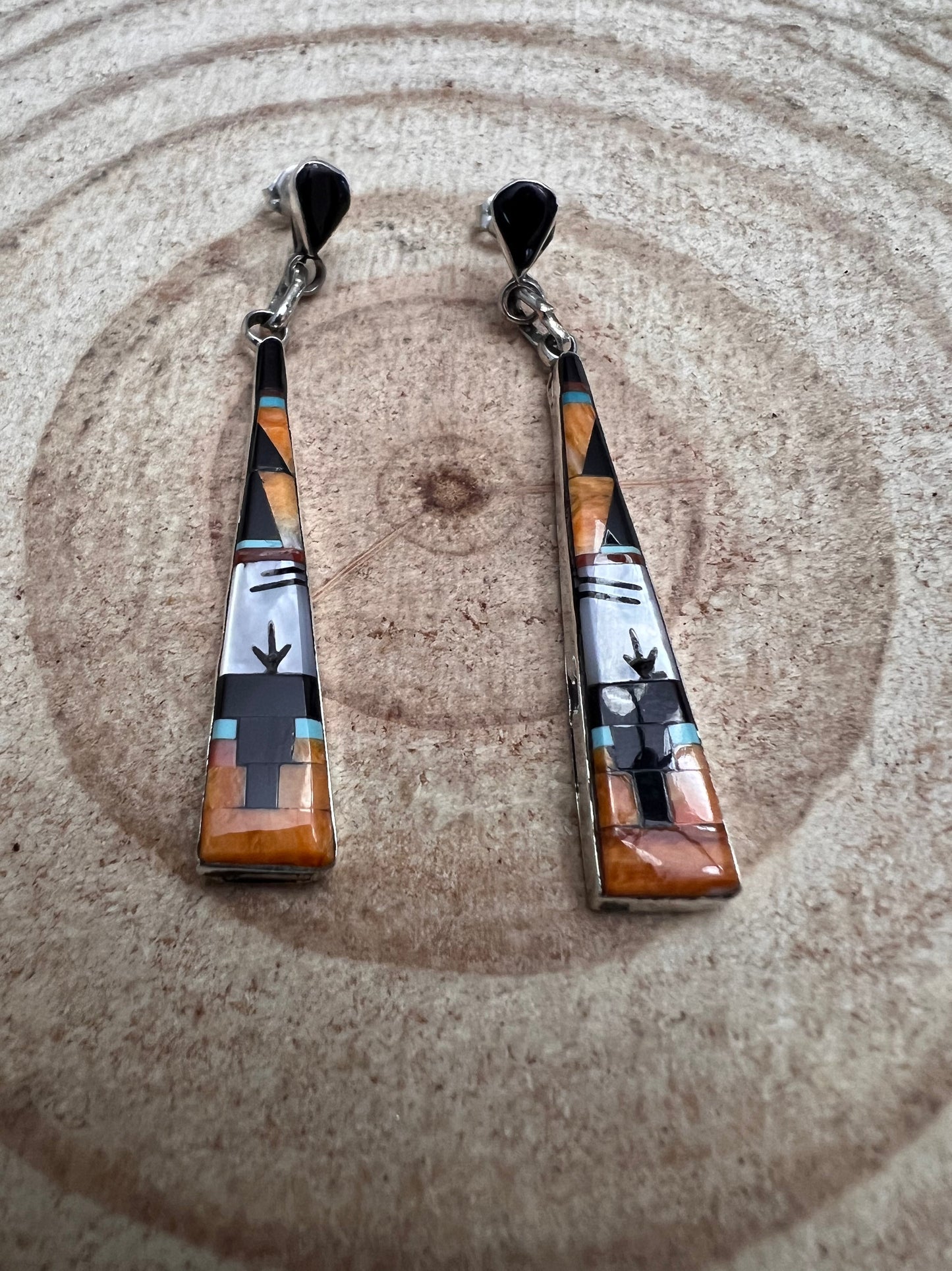 Jason Bobelu Zuni Multi-Stone Inlay Sterling Silver Statement Earrings
