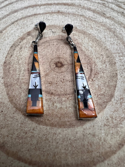 Jason Bobelu Zuni Multi-Stone Inlay Sterling Silver Statement Earrings