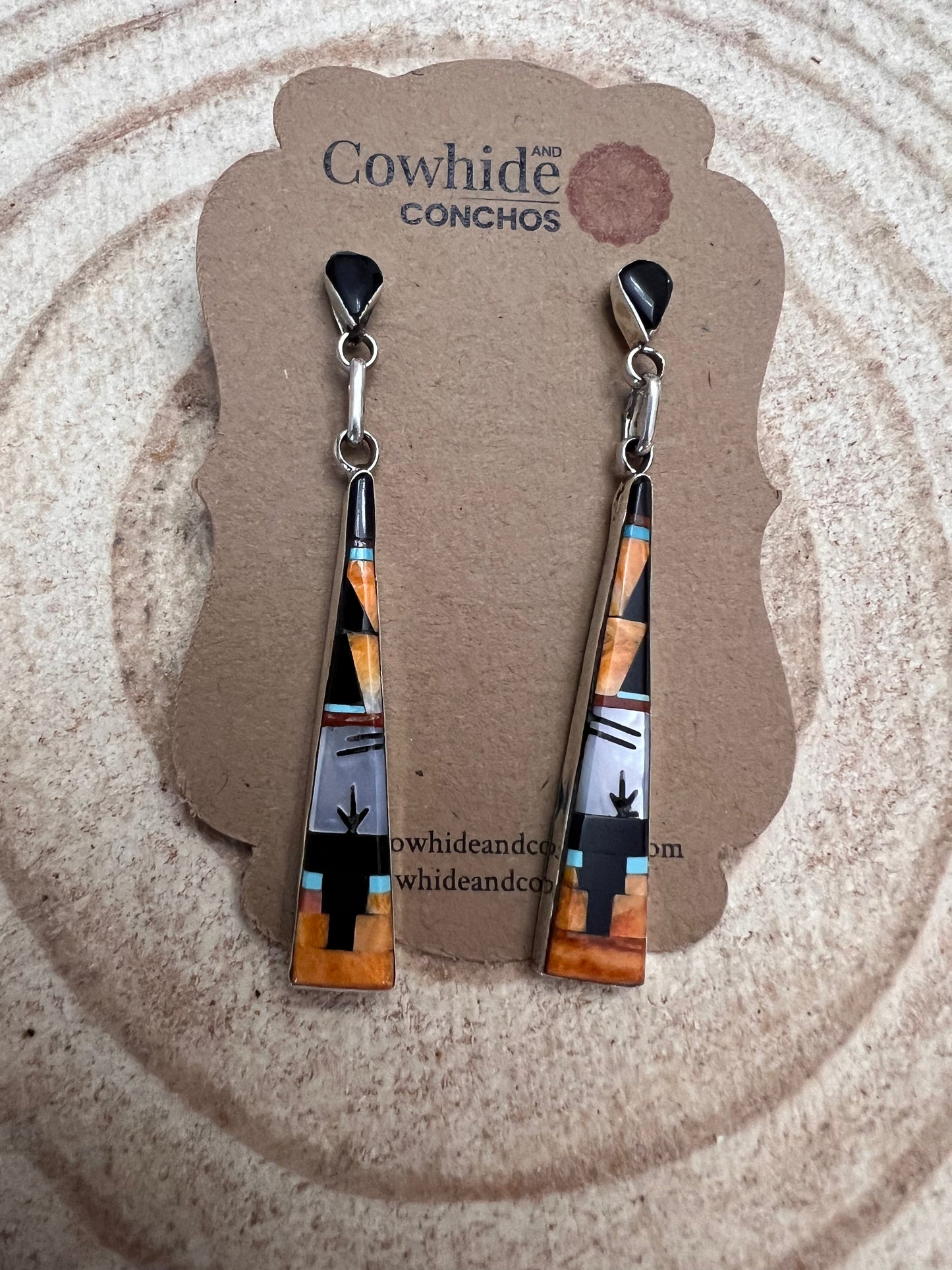 Jason Bobelu Zuni Multi-Stone Inlay Sterling Silver Statement Earrings