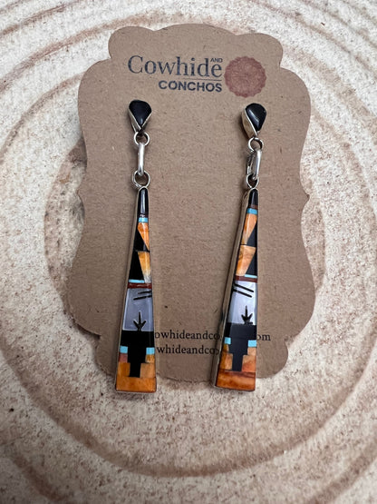Jason Bobelu Zuni Multi-Stone Inlay Sterling Silver Statement Earrings