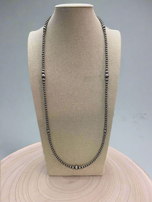 Graduated Sterling Pearl Necklace - 28 inch