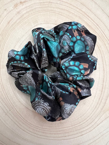 Concho Queen Western Scrunchie — Concho-Accented Hair Statement (5" x 1.5")