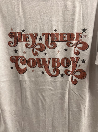 "Hey There, Cowboy" Western Graphic Tee — Silver Jerzee Cowgirl Statement