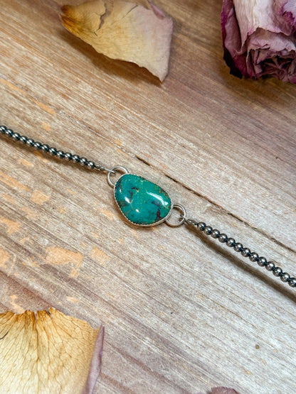 Sterling Silver & Turquoise Choker – 13” + Extender – Handmade In-House by The Bijoux FAB