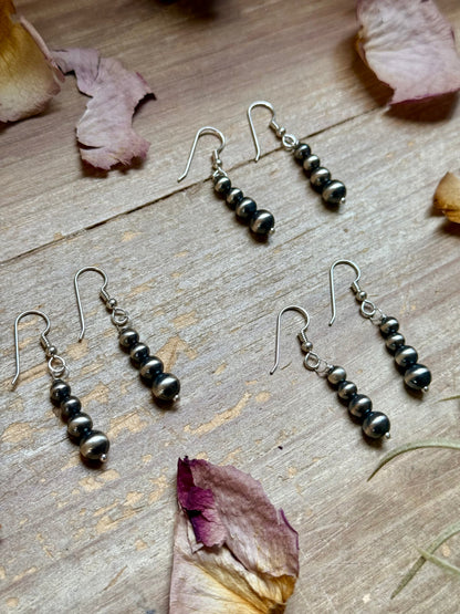 Sterling Silver Round Pearl Dangle Earrings – Handmade by Colby Ogg & Addalie Ogg – USA Made