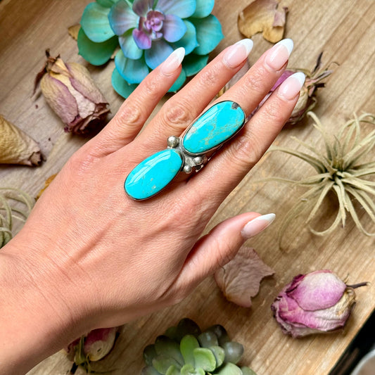 Sterling Silver Two-Stone Adjustable Ring – Handmade In-House by The Bijoux FAB